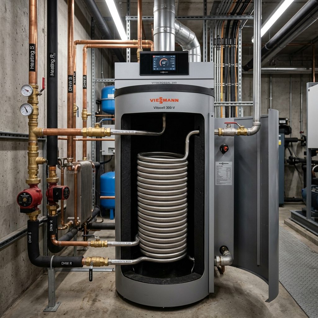 Viessmann Tek Serpantinli Boyleri Çift Serpentine Dönüştürme ve Hibrit Güneş Entegrasyonu